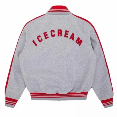 Back view of Cones and Bones ICECREAM Varsity Jacket