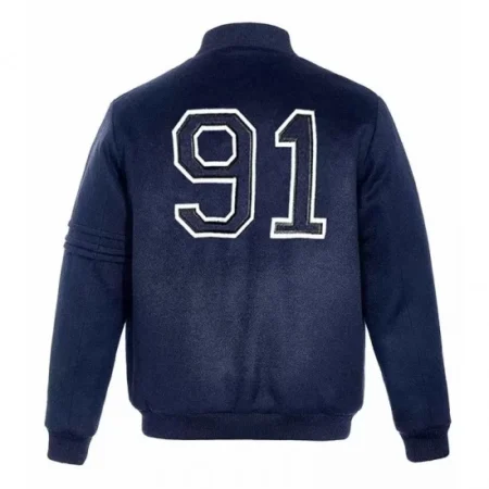 Back view of John Tavares 91 varsity jacket