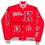 Front view of KP University varsity red jacket