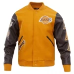 Front view of LA Lakers Classic Letterman jacket