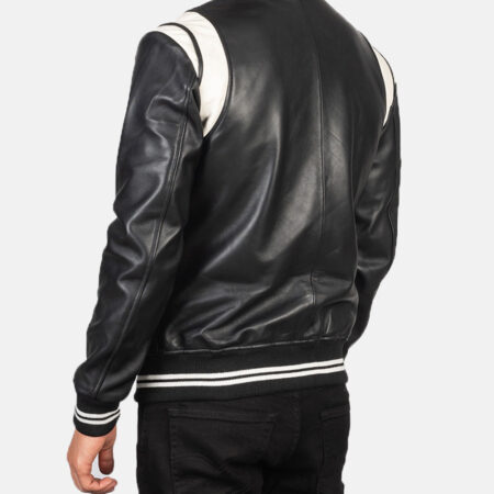 Varsity Jacket Black Leather