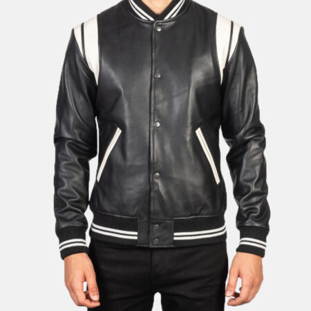 Varsity Jacket Black Leather