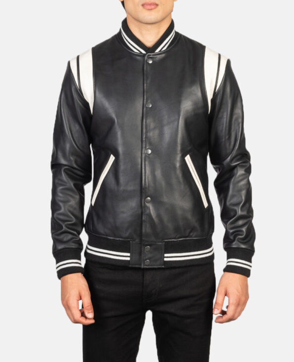 Varsity Jacket Black Leather