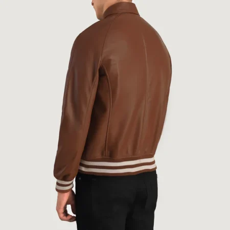 men's brown varsity jacket