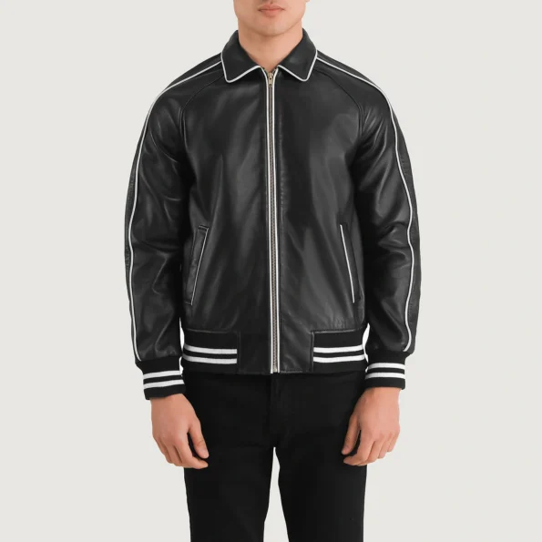 Black Varsity Jacket Leather Sleeves