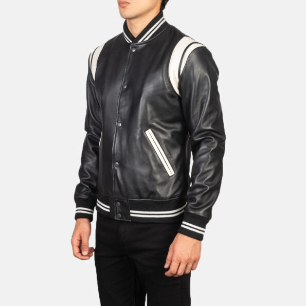 mens varsity jacket black leather