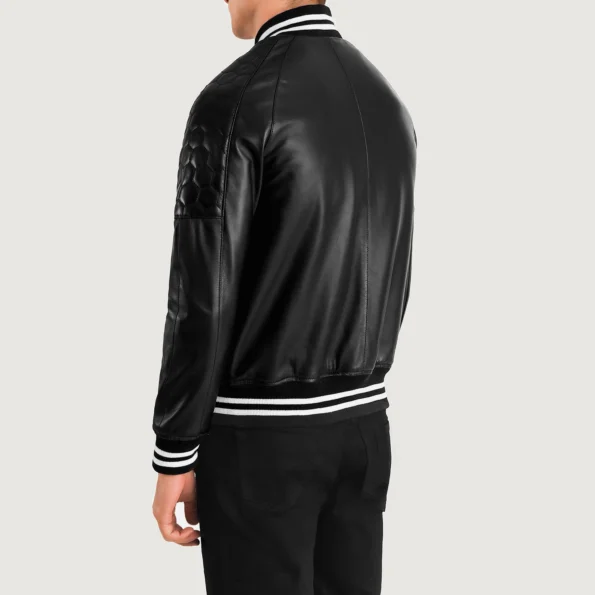 all black leather varsity jacket