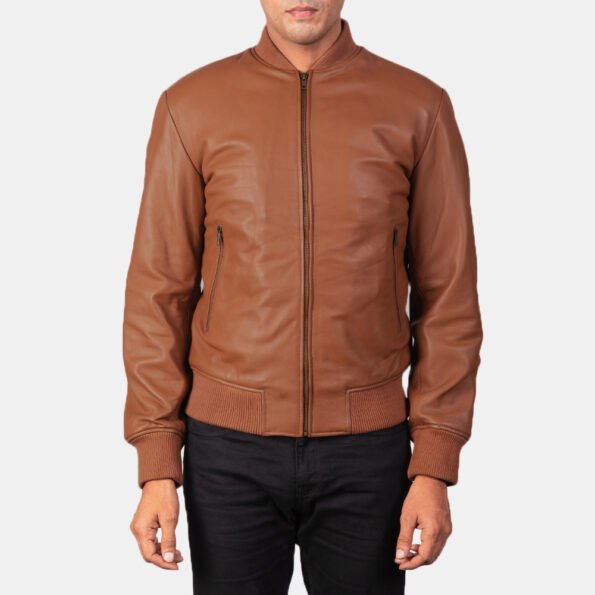 Mens Brown Leather Varsity Jacket