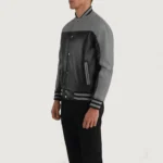 Men’s+Terrance+Black+&+Grey+Leather+Varsity+Jacket+Full+Length-2-1704122367249