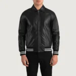 Men’s+Walton+Black+Leather+Varsity+Jacket+Close+Front-5-1704116530874