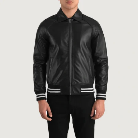 black varsity jacket leather