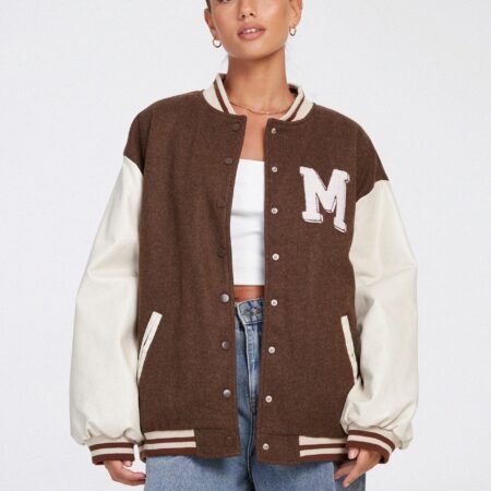 Womens Brown Varsity Jacket