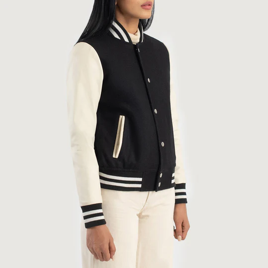 black and white womens varsity jacket