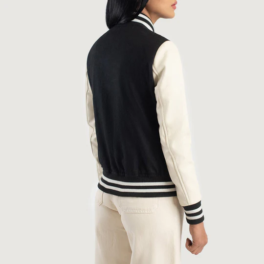 black and white womens varsity jacket
