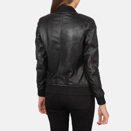 black leather varsity jacket womens