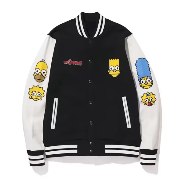 Front view of Bape Simpsons Baby Milo Varsity Jacket