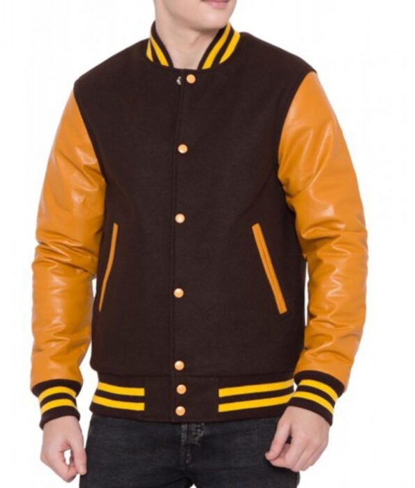 Brown And Gold Varsity Jacket