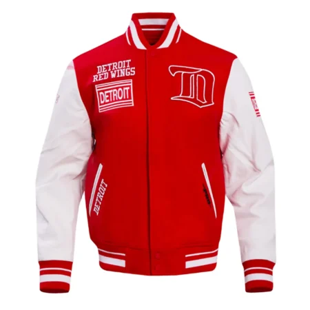 red and white leather jacket