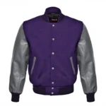 Men Black And Purple Varsity Jacket