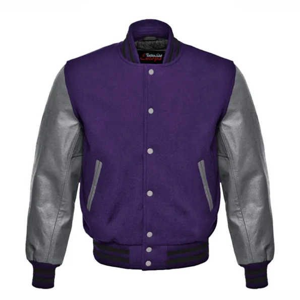 Men Black And Purple Varsity Jacket