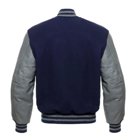 Navy Blue And Grey Varsity Jacket