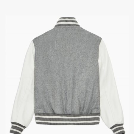 grey white varsity jacket