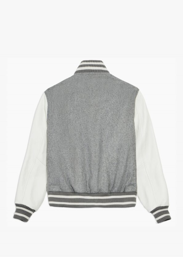 grey white varsity jacket