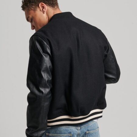 Black Varsity Bomber Jacket