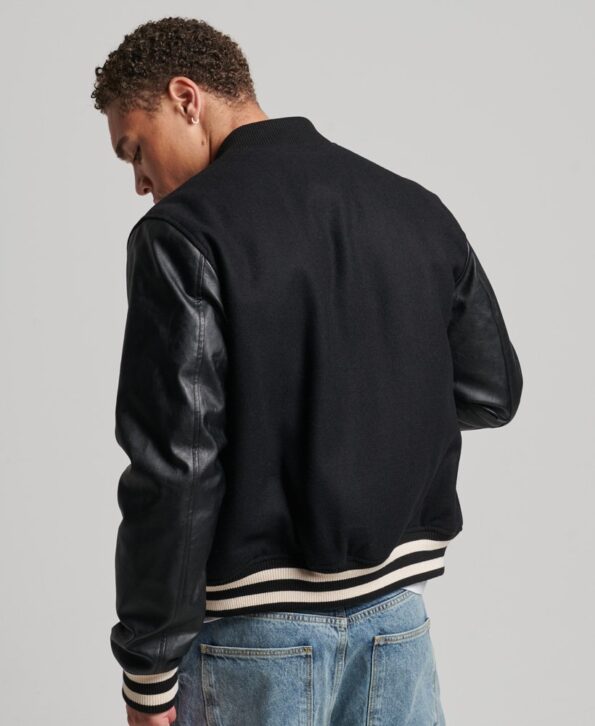 Black Varsity Bomber Jacket