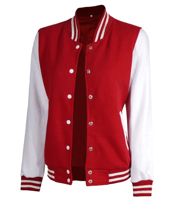 white and red varsity jacket