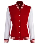 white and red varsity jacket