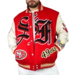 JH San Francisco 49ers Varsity Jacket model front image