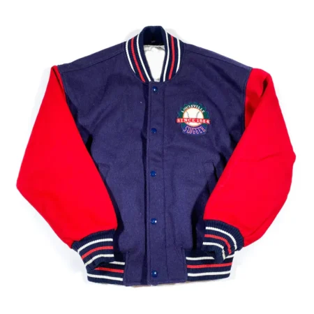 Front view of 90s Louisville Slugger Varsity Jacket.