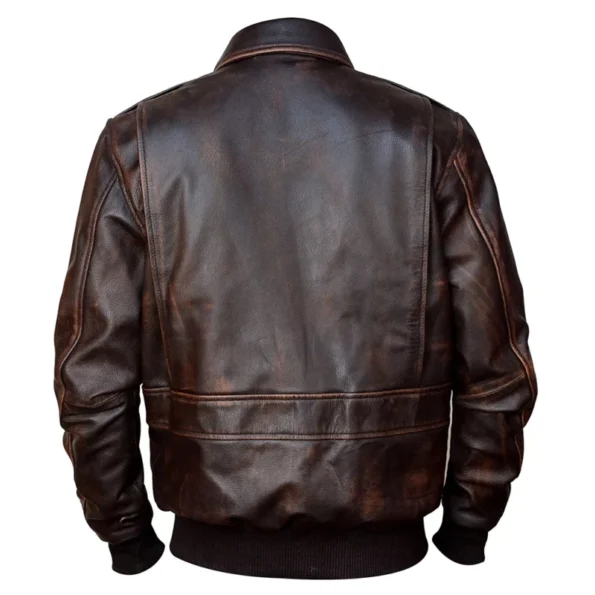 Back view of Mens A2 Bomber Leather Jacket