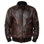 Front view of Mens A2 Bomber Leather Jacket