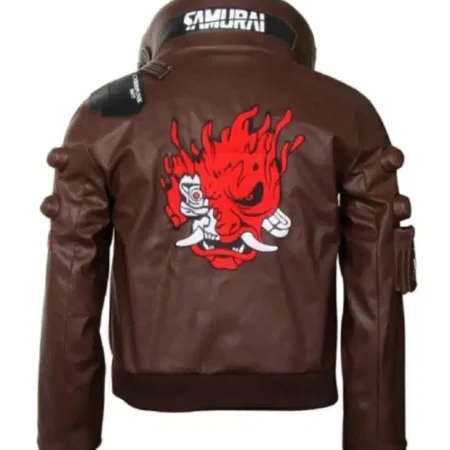 Back view of Cyberpunk 2077 Samurai Leather Jacket