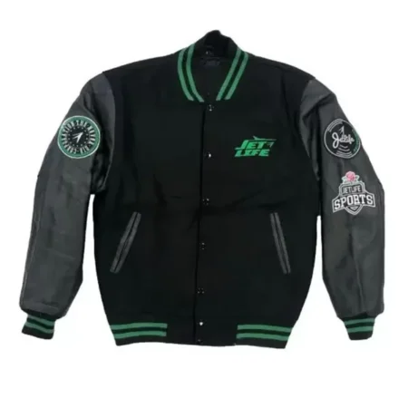 Front view of Jet Life Letterman Jacket