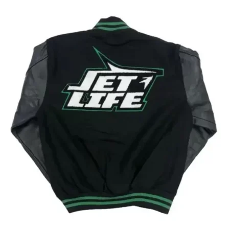 Back view of Jet Life Letterman Jacket