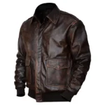 Front view of Mens A2 Bomber Leather Jacket