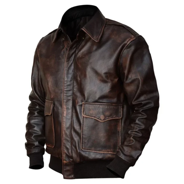 Side view of Men s A2 Bomber Leather Jacket