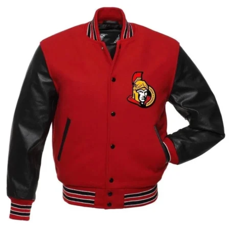 Front view of Ottawa Senators Rare Varsity Jacket.