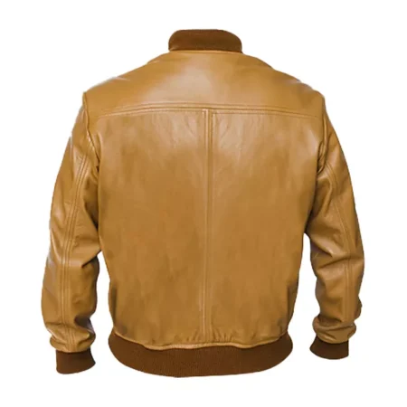 Back view of Men Camel Brown Bomber Jacket