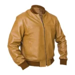 Front view of Men Camel Brown Bomber Jacket