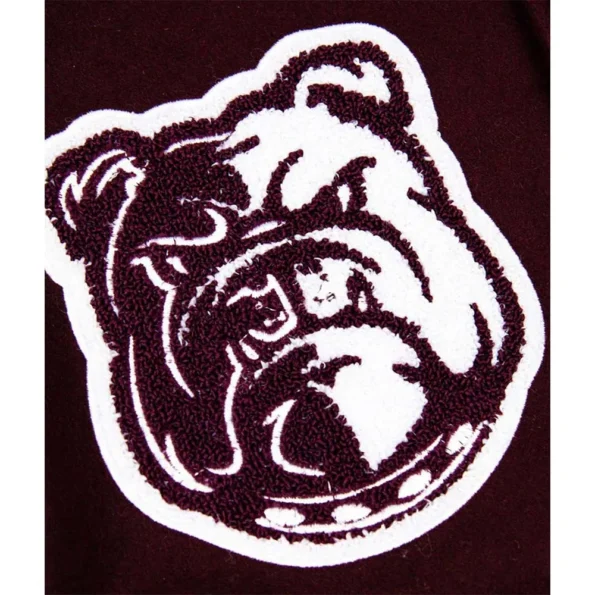 Close-up of Alabama AM University Varsity Jacket logo and details.