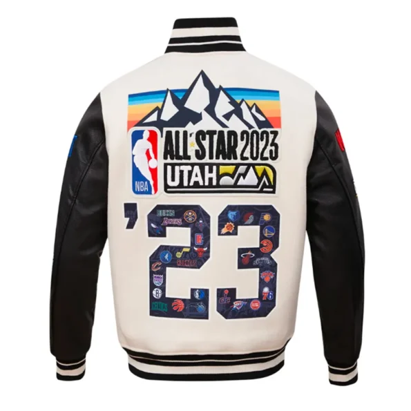 Back view of All Star 2023 Classic Rib Varsity Jacket.