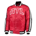 Combined front and back views of Atlanta The Offensive Varsity Jacket