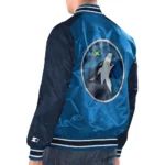 Model in Minnesota Timberwolves Varsity Jacket front look