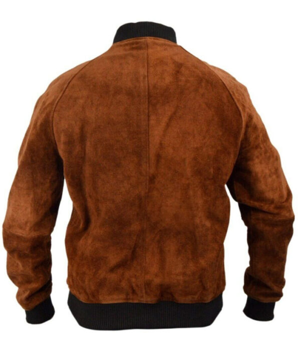 Back view of Bradley Cooper Brown Suede Leather Jacket