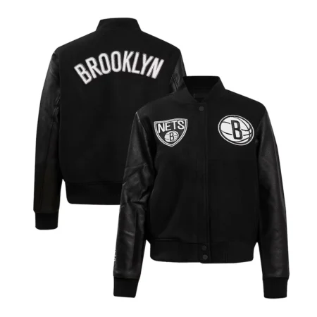 Brooklyn Nets Classic Varsity Jacket front and back image clear design