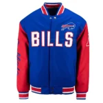 Front view Buffalo Bills Blue and Red Varsity Jacket